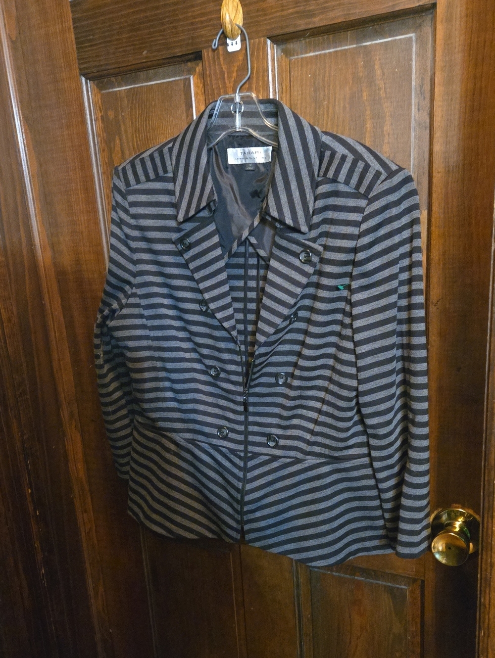 Tahari Black  and Grey Lined Blazer